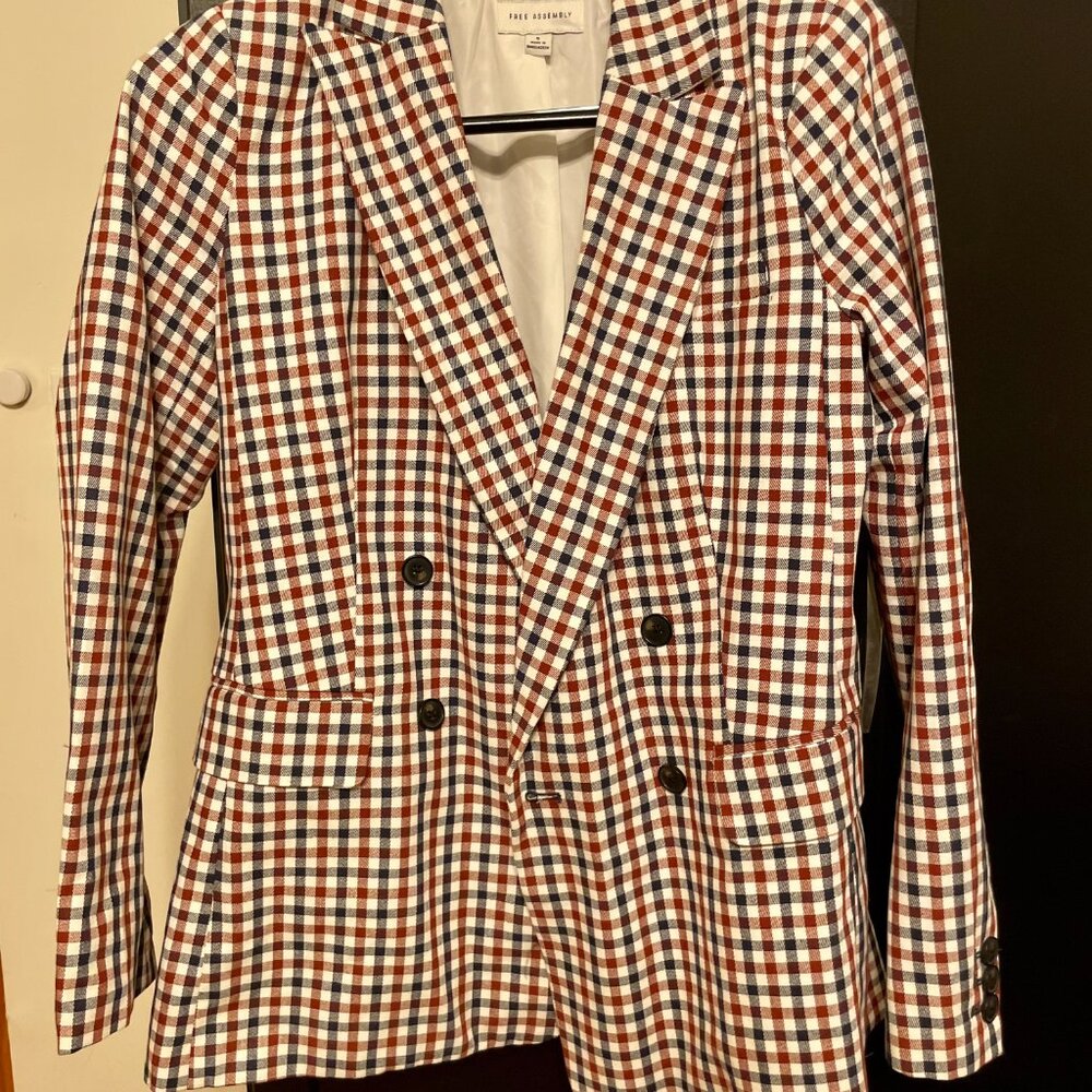 Free Assembly Slim Double-Breasted Jacket / Blazer in Plaid in Size Small